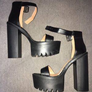 Black chunky heels